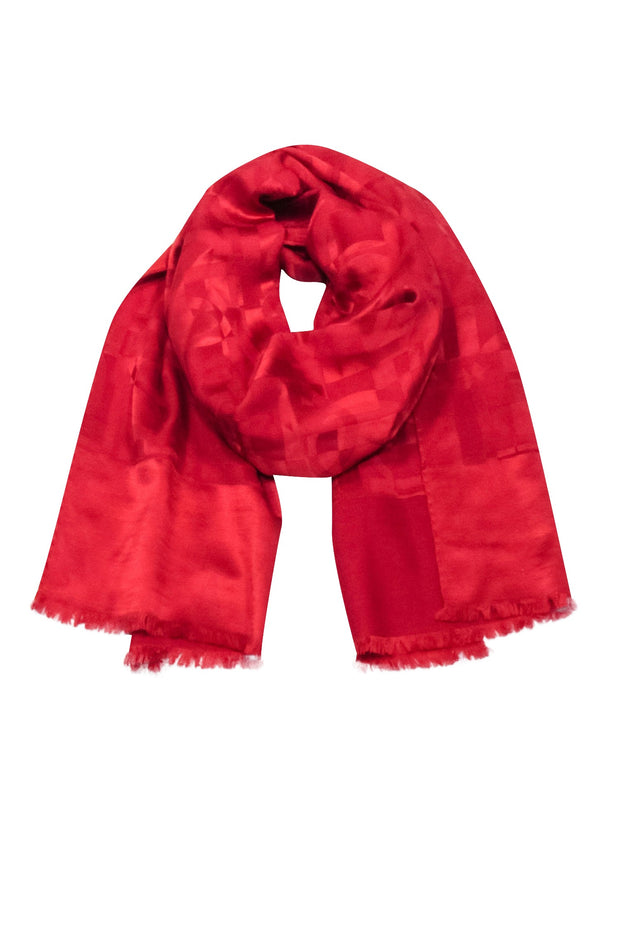 Current Boutique-Ferragamo - Red Logo Print Scarf