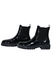 Current Boutique-Ferragamo - Black Leather Block Heel Booties Sz 9.5