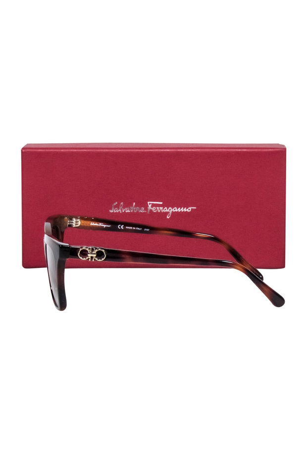 Current Boutique-Ferragamo - Brown Tortoise cat Eye Slim Sunglasses