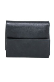 Current Boutique-Ferragamo - Black Saffiano Leather Wallet w/ Gold Closure
