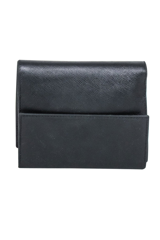 Current Boutique-Ferragamo - Black Saffiano Leather Wallet w/ Gold Closure