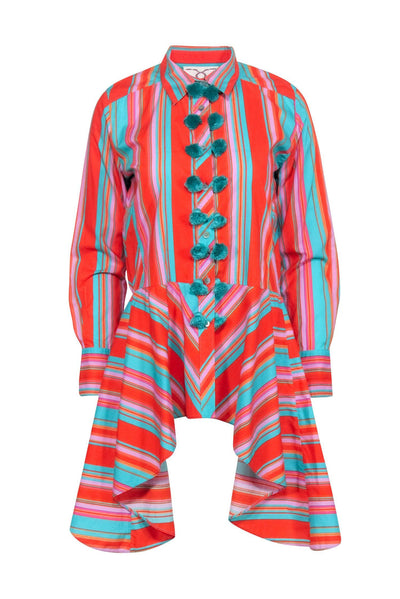 Current Boutique-Figue - Red Striped Long Sleeve Shirt w/ Tassels Sz S