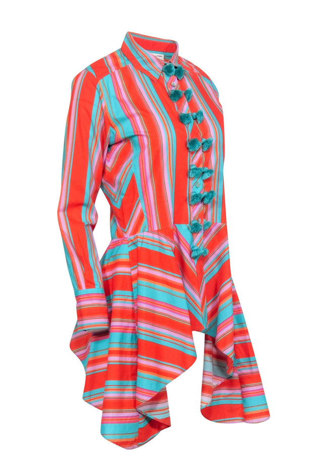 Current Boutique-Figue - Red Striped Long Sleeve Shirt w/ Tassels Sz S