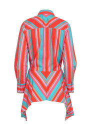 Current Boutique-Figue - Red Striped Long Sleeve Shirt w/ Tassels Sz S