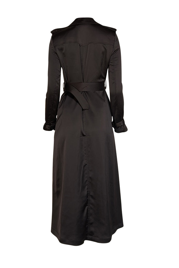Fleur Du Mal - Black Satin Trench Coat Sz 0 - Current Boutique
