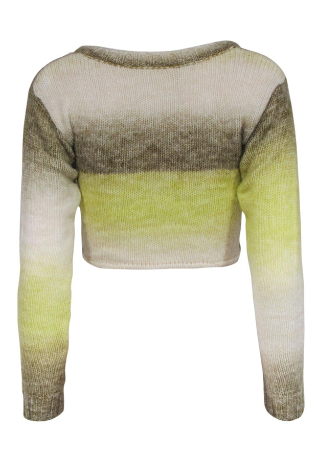 Current Boutique-For Love & Lemons - Light Yellow Green Cropped Sweater Sz XS