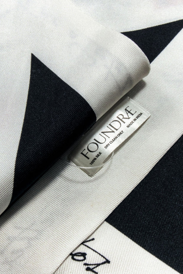 Current Boutique-Foundrae - Black & White 100% Silk Scarf