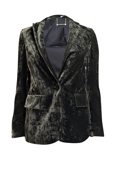 Frame - Dark Green Velvet Blazer Sz 2 - Current Boutique