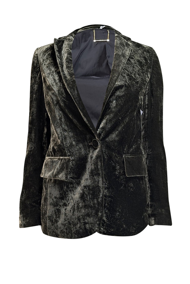 Frame - Dark Green Velvet Blazer Sz 2 - Current Boutique