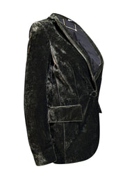 Frame - Dark Green Velvet Blazer Sz 2 - Current Boutique