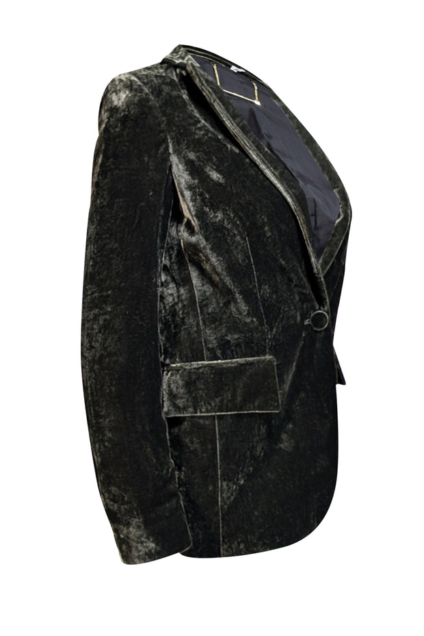 Frame - Dark Green Velvet Blazer Sz 2 - Current Boutique