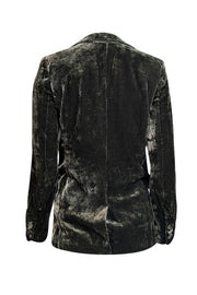 Frame - Dark Green Velvet Blazer Sz 2 - Current Boutique