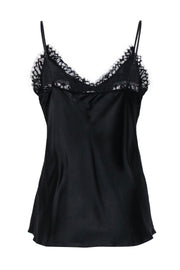 Current Boutique-Frame - Black Silk Cami Top w/ Lace Trim Sz M