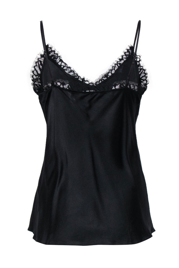 Current Boutique-Frame - Black Silk Cami Top w/ Lace Trim Sz M