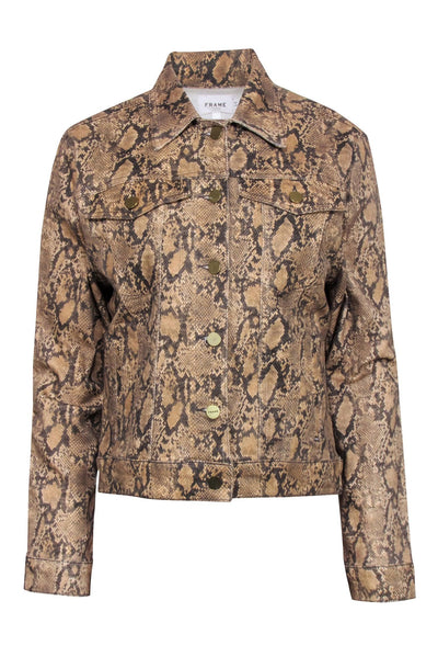 Current Boutique-Frame - Tan & Black Snake Skin Printed Jacket Sz L
