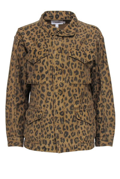 Current Boutique-Frame - Tan & Black "Cheetah Service Cargo Jacket" Sz S