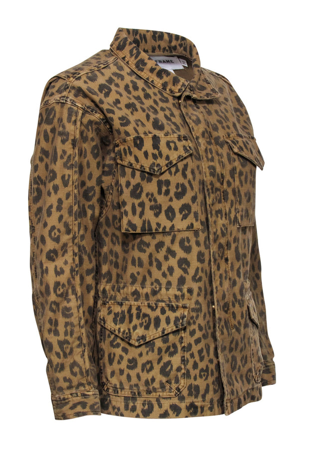 Current Boutique-Frame - Tan & Black "Cheetah Service Cargo Jacket" Sz S