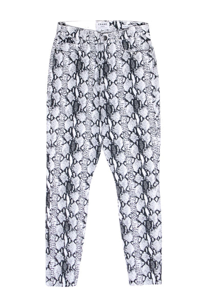 Current Boutique-Frame - White & Black Snakeskin Print Cigarette Jeans Sz 6