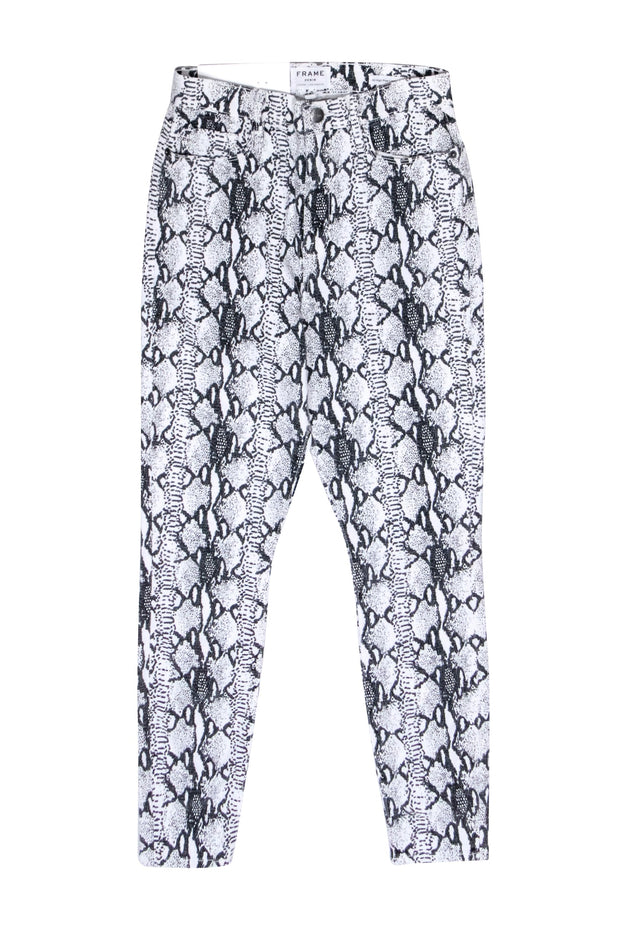 Current Boutique-Frame - White & Black Snakeskin Print Cigarette Jeans Sz 6