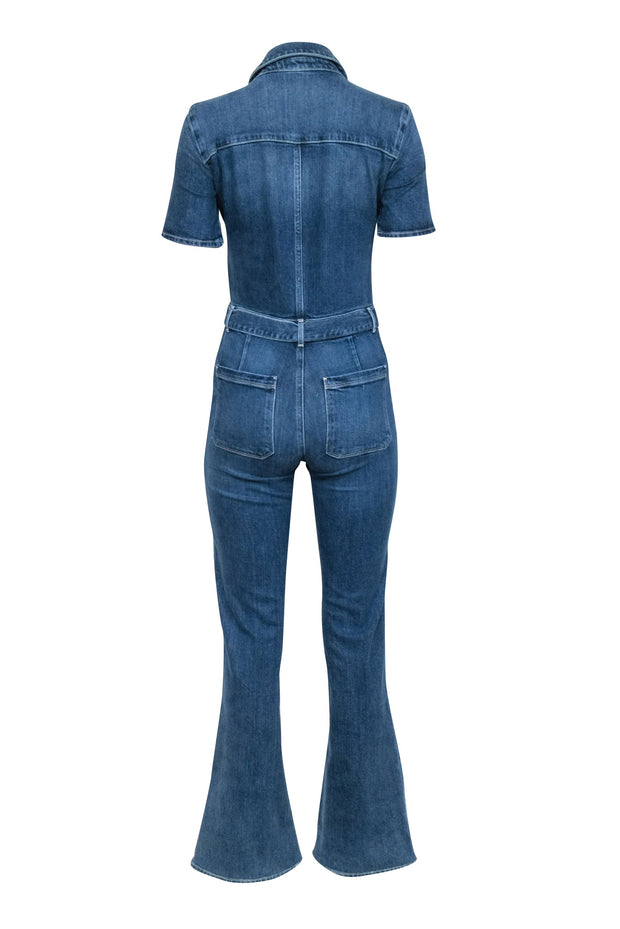 Current Boutique-Frame - Blue Denim Short Sleeve Belted Jumpsuit Sz XS