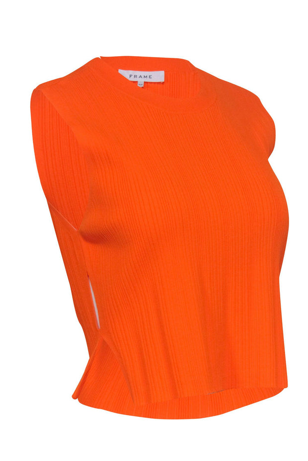 Current Boutique-Frame - Orange Ribbed Sleeveless Long Crop Top Sz S