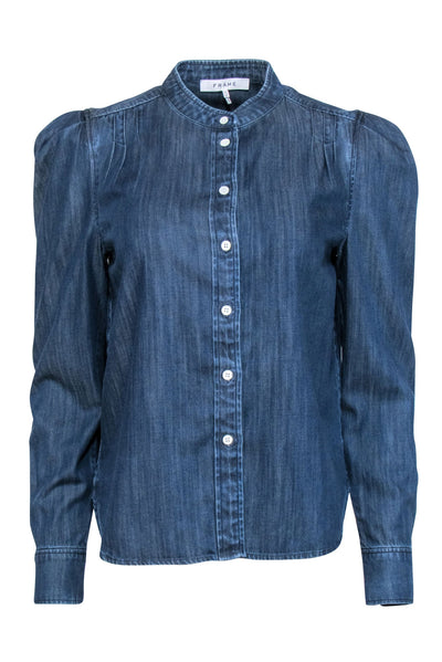 Current Boutique-Frame - Blue Dark Wash Chambray Shirt Sz XS