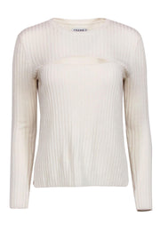 Current Boutique-Frame - Cream Ribbed Sweater w/ Cutouts Sz M