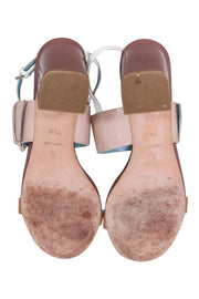 Current Boutique-Frances Valentine - Tan, Beige, & Brown Patent Leather Strappy Sandals Sz 7.5