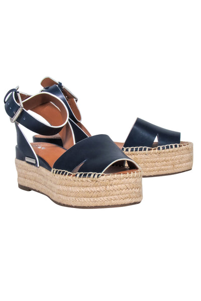 Current Boutique-Franco Sarto - Navy Leather Upper w/ Espadrille Platform Sz 8