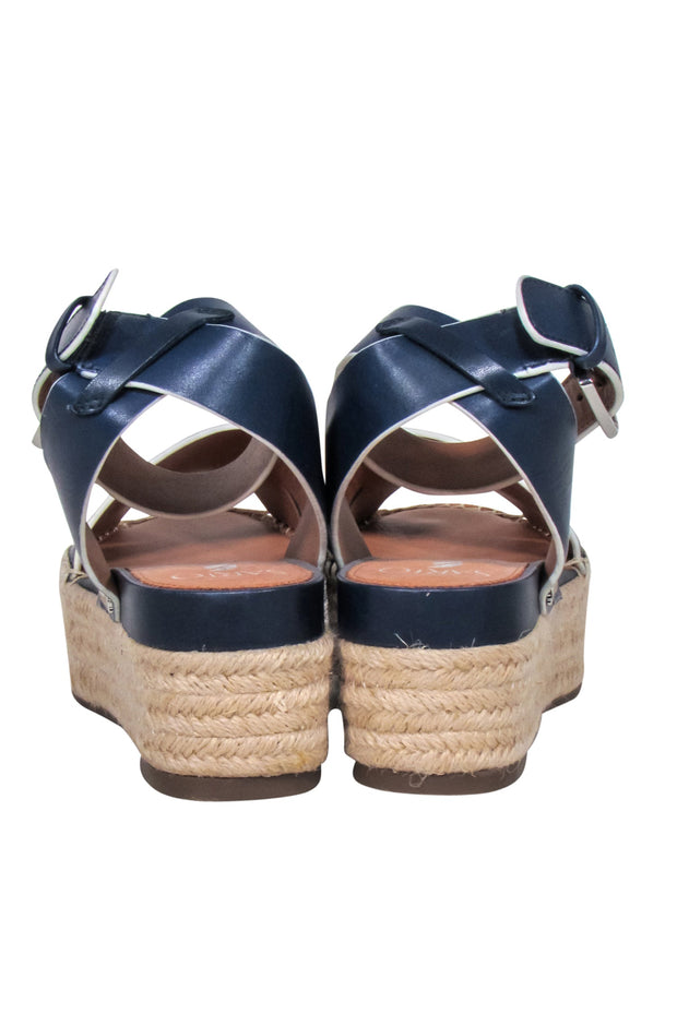 Current Boutique-Franco Sarto - Navy Leather Upper w/ Espadrille Platform Sz 8