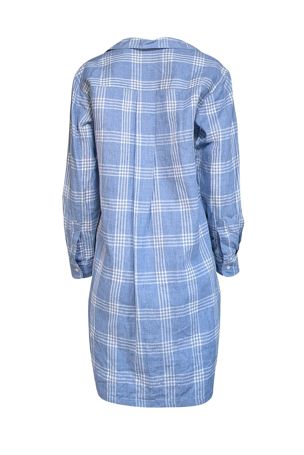 Current Boutique-Frank & Eileen - Blue & White Plaid Linen Blend Shirtdress Sz S