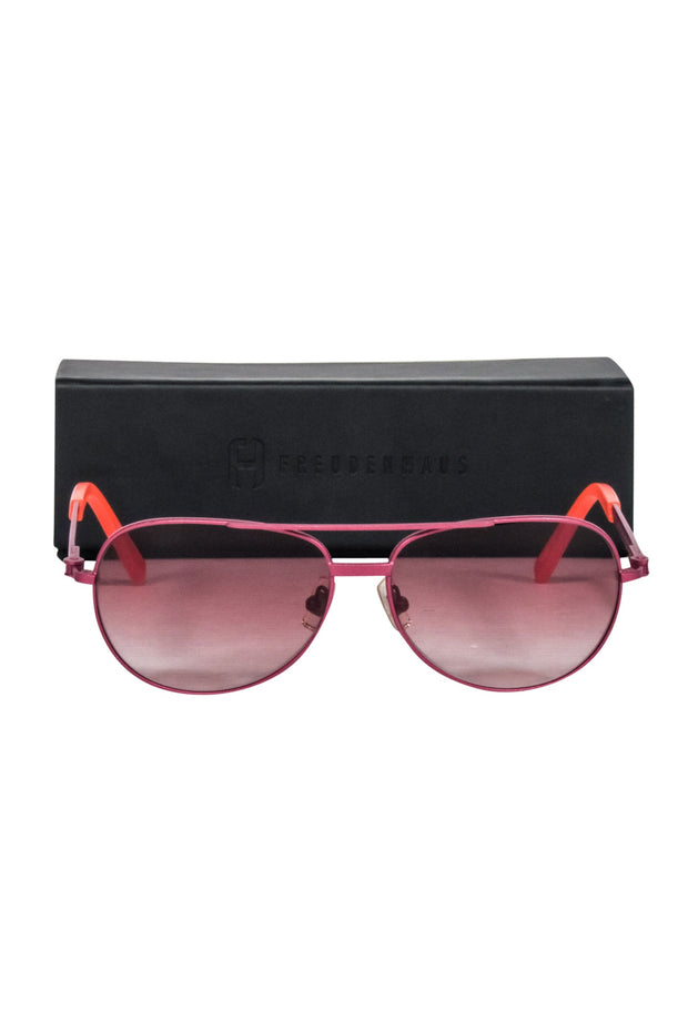 Current Boutique-Fruedenhaus - Pink & Orange Aviator Sunglasses