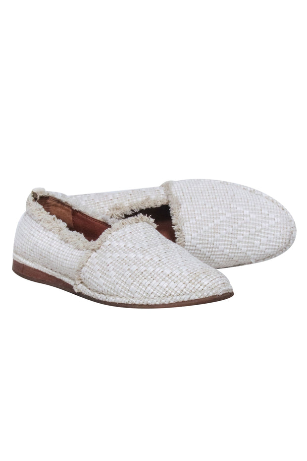 Current Boutique-Frye - Ivory Woven Fringe Trim Flats Sz 7