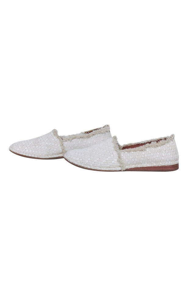Current Boutique-Frye - Ivory Woven Fringe Trim Flats Sz 7