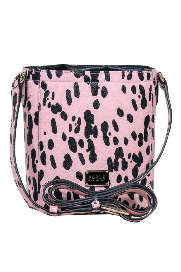 Current Boutique-Furla - Light Pink & Black Spotted Genuine Leather Bucket Bag