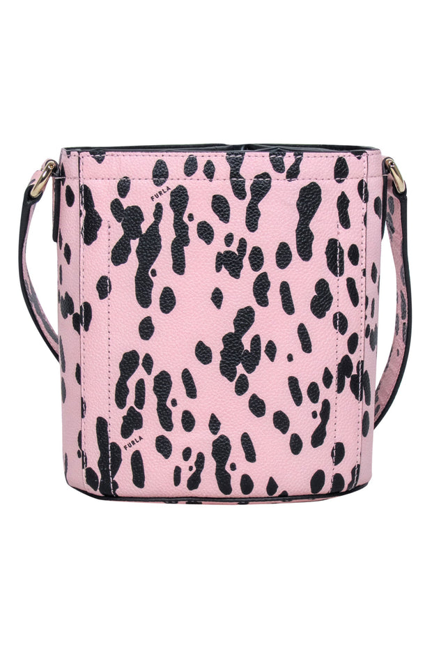 Current Boutique-Furla - Light Pink & Black Spotted Genuine Leather Bucket Bag