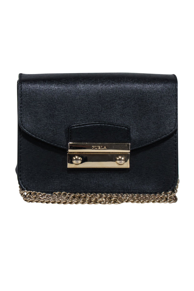 Current Boutique-Furla - Black Mini Crossbody Bag w/ Chain Strap