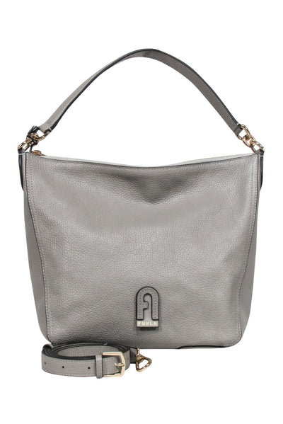 Current Boutique-Furla - Light Grey Pebbled Leather Shoulder Bag