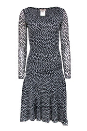 Current Boutique-Fuzzi - Black & White Polka Dot Midi Dress w/ Ruching Sz S