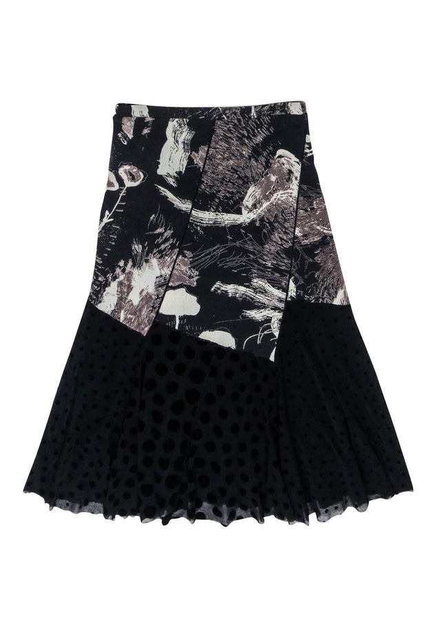 Current Boutique-Fuzzi - Black & Brown Abstract Print Skirt Sz S