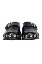 Current Boutique-Ganni - Black Leather Clogs w/ Silver Round Studs Sz 6