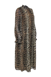 Current Boutique-Ganni - Brown & Black Leopard Print Pleated Maxi Dress Sz M