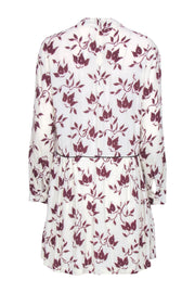 Current Boutique-Ganni - Ivory w/ Maroon Leaf Print Sz L