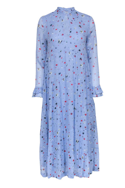 Current Boutique-Ganni - Light Blue w/ Floral Print Detail Sz 4