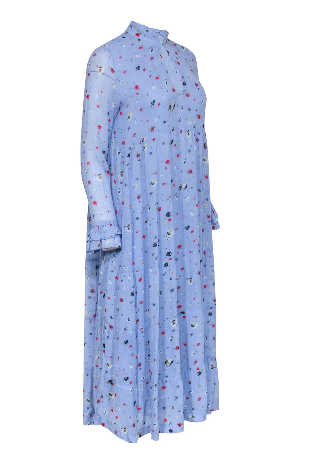 Current Boutique-Ganni - Light Blue w/ Floral Print Detail Sz 4