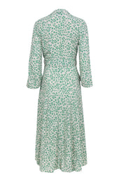 Current Boutique-Ganni - Ivory & Green Print Wrap Dress Sz 4