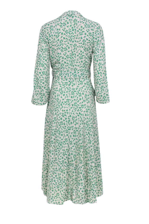 Current Boutique-Ganni - Ivory & Green Print Wrap Dress Sz 4
