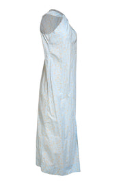 Current Boutique-Ganni - Light Blue & Yellow Floral Print Cotton Twist Yoke Dress Sz 6