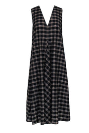 Current Boutique-Ganni - Brown & Black Check Print Seersucker Midi Dress Sz 10