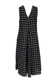 Current Boutique-Ganni - Brown & Black Check Print Seersucker Midi Dress Sz 10